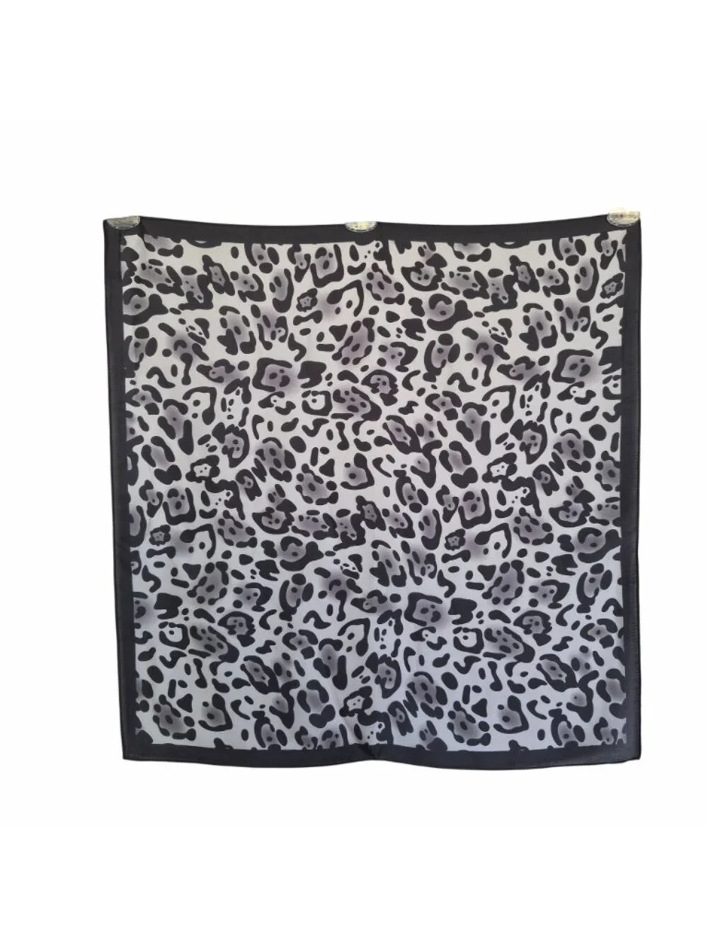 Elegant Grey Leopard Print Silky Satin Square Scarf Fashion Neck Wrap Accessory